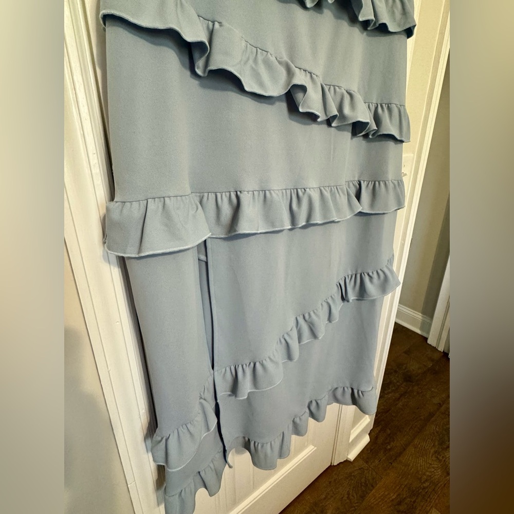 Show Me Your MuMu Powder Blue Ruffle Tiered Midi Dress - Picture 3 of 6